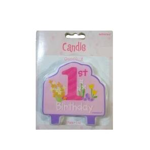 AMSCAN Chandelle - İlk Doğum Günü Mumu Pembe