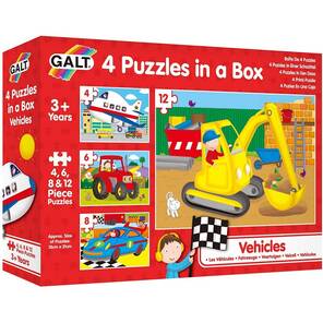 GALT - 4lü Yapboz - Araçlar - 4, 6, 8 & 12 Parça Puzzle