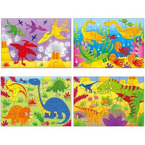 GALT - 4lü Yapboz - Dinozorlar - 12, 16, 20 & 24 Parça