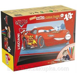 LISCIANI - Disney Cars Çift Yüzlü Yapboz/Boyama - 33 Parça