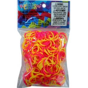 RAINBOW LOOM - 300'lü El Yapımı Bileklik Lastikleri - Pembe/Sarı
