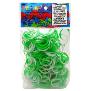 RAINBOW LOOM - 300'lü El Yapımı Bileklik Lastikleri - Yeşil/Beyaz