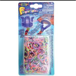 RAINBOW LOOM - Mor/Yeşil/Turuncu Lastik Kiti + Anahtarlık