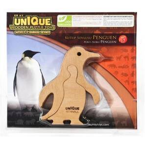 UNIQUE WOODEN PUZZLE TOYS - Kutup Soylusu - Penguen - 2 Parça Yapboz Oyuncak